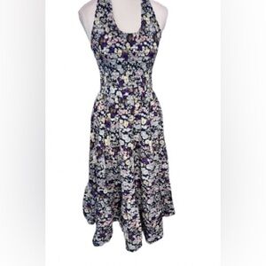 Les Rêveries Shirred Floral-print Cotton-poplin Halterneck Midi Dress Small Boho